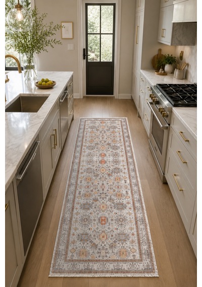 Dekoratif Halı Kaymaz Taban Leke Tutmaz Yıkanabilir Kilim Özel Ölçü Salon Halısı 3008 Çok Renkli