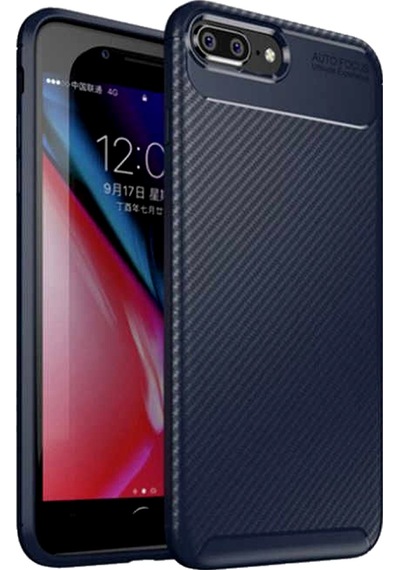 Apple Uyumlu iPhone 7 8 Karbon Desenli Negro Silikon Kılıf Lacivert