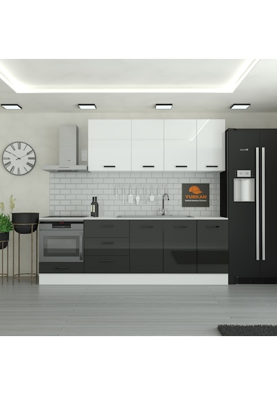 245 Cm Mutfak Dolabı Mdf Kapak Tezgah Dahil Yrkn245 99 Siyah