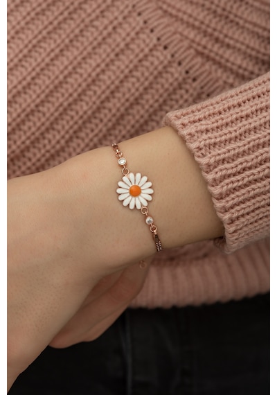 925 Ayar Rose Papatya Kadın Gümüş Bileklik