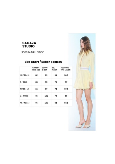 Sagaza Studio Ss6034 Gömlek Yaka Mini Elbie Sarı