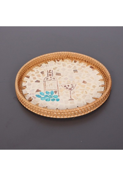 Anita 30 X3 Cm Sedefli Rattan Tepsi & Duvar Dekoru Mix