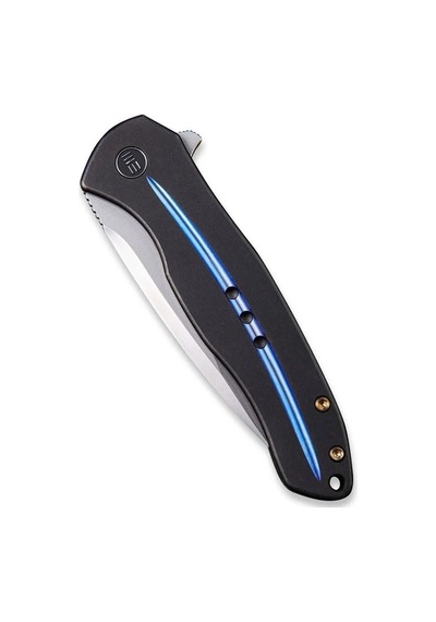 We Knife Kitefin Black Ti Handle With A Blue Groove On Presentation Handle Polished Bead Blasted Cpm S35vn Blade Kamp Çakı Siyah We Knife Kitefin Black Ti Handle With A Blue Groove On Presentation Handle Polished Bead Blasted Cpm S35vn Blade Kamp Çakı Siyah