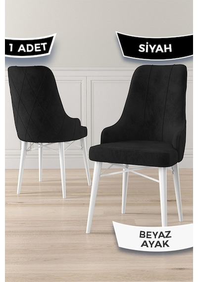 Canisa Concept Neta Serisi, 1.sınıf Babyface Kumaş Siyah Sandalye, Beyaz Gürgen Ayak Sandalye Siyah Ayaklar Beyaz