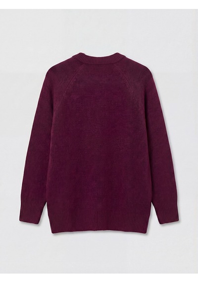 Lcw Modest Bordo Bisiklet Yaka Oversize Kadın Triko Tunik