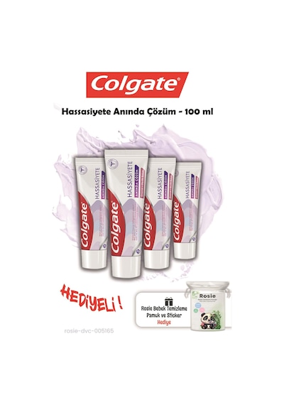 Colgate Hassasiyete Anında Çözüm Diş Macunu 4 x 100 ML + Rosie Pamuk