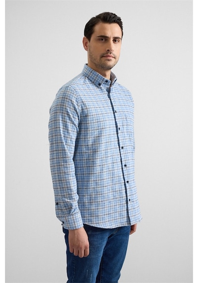 Süvari Buz Mavi Regular Düğmeli Yaka Kareli Casual Gömlek Gm2008000257-m01 Buz Mavi Süvari Buz Mavi Regular Düğmeli Yaka Kareli Casual Gömlek Gm2008000257-m01 Buz Mavi