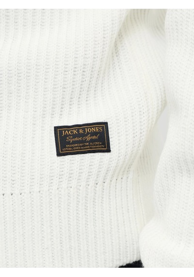 Jack & Jones Jjpannel Knit Crew Neck Aw25 Sıfır Yaka Kazak Ekru