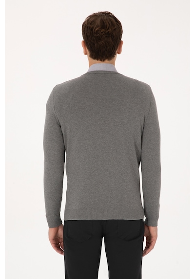 U.S. Polo Assn. Erkek Gri Melanj Basic Kazak 50307778-VR086