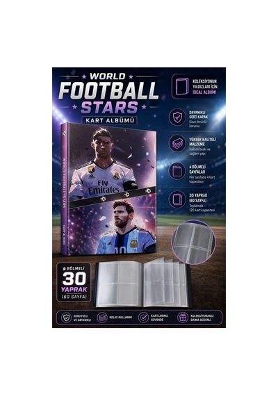 Cantex Tech Futbolcu Oyun Karti 55 Adet Gökkuşağı Series Pocket Esnek Kırılmaz Parlak Kart + Albüm Hediyeli