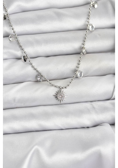 Zarif Kadın İçin Silver Pirinç Zirkonlu Kutup Yıldızı Kadın Kolye Standart 24640085
