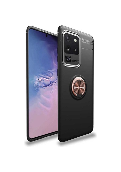 Galaxy S20 Ultra Kılıf Zore Ravel Silikon Kapak Siyah-Rose Gold