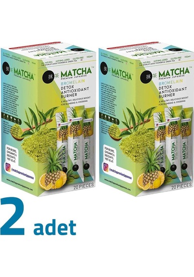 Matcha Premium Japanese Bromelain Ananaslı Limonlu Matcha Çayı 2'li 20 x 8 G