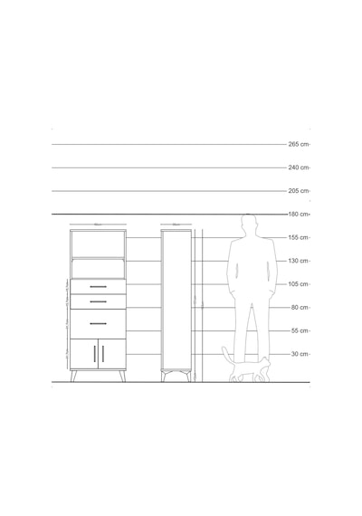 Arges Dolap 2 Raflı 3 Çekmeceli 2 Kapaklı 60x30x163 Antrasit-... Antrasit