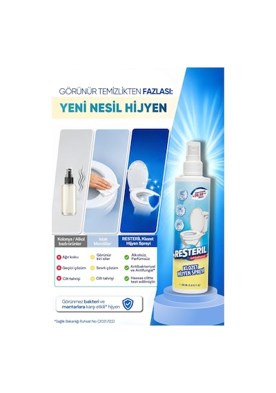 Klozet Temizleyici Hızlı Etkili Dezenfektan Sprey Klozet Kapağı Temizleyici Alkolsüz Hipokloröz Asit Tuvalet Koku Giderici 200 ML