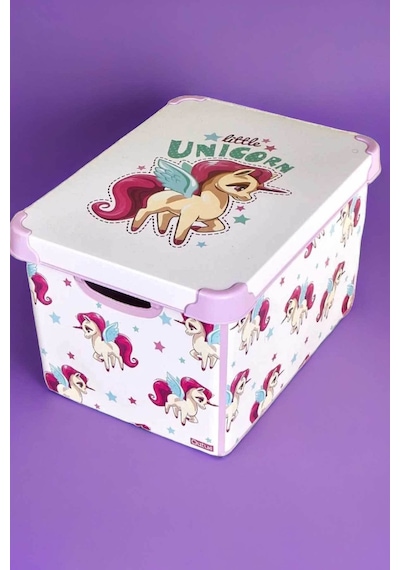 Style Box Unıcorn Desenli 20 L Dekoratif Oyuncak Ve Saklama Kutusu Çok Renkli