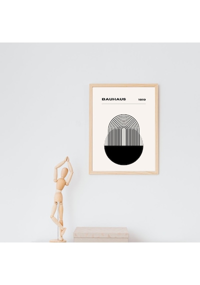 Bauhaus Minimalist Duvar Tablosu Çerçeveli 2'li Set Ahşap Renk 30 X 42 Boyut/ebat