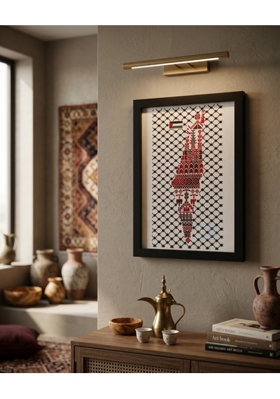 Keffiyeh Ve Filistin Haritası Kanaviçe Görünümlü Masaüstü Tablo 21x30 Cm
