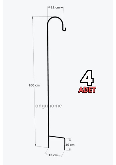 4'lü Metal Çubuk Çok Amaçlı Bahçe Aydınlatma Kancası Çoban Kancası Bahçe Askısı Fener Çiçek Kancası