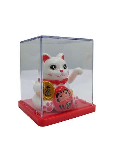 Maneki Neko El Sallayan Mini Şans Kedisi Beyaz Solar Güneş Enerjili 5x5cm S1byz01