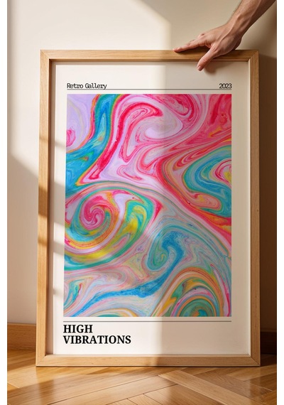 High Vibration Çerçeveli Tablo Aura Enerji Renkleri Retro Gallery