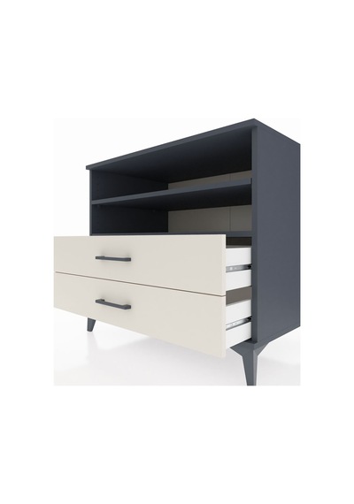 Kronos Şifonyer 2 Raflı 2 Çekmeceli 88x59x80 Antrasit-aytaşı Antrasit