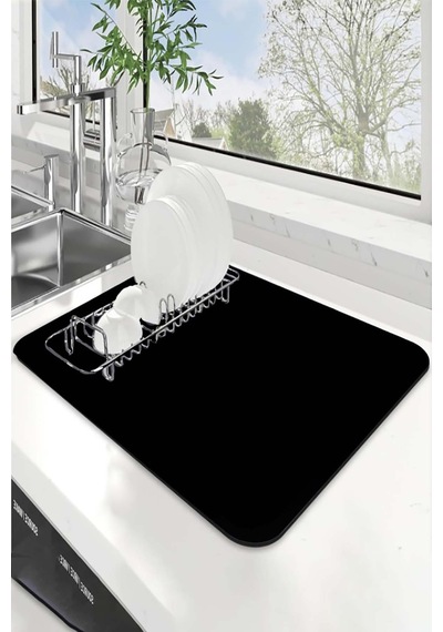Siyah Sade Microfiber Bulaşık Kurutma Kurulama Matı Mm007