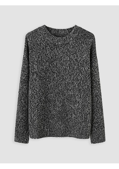 LC Waikiki Lc Waıkıkı Siyah Desenli Oversize Kadın Triko Kazak