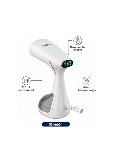 Buharlı Kırışıklık Giderici Dik Ütü 2 Mod 320ml Su Kapasite Dk 26g Buhar Dokunmatik Ekran Ssı-6634 Bx40