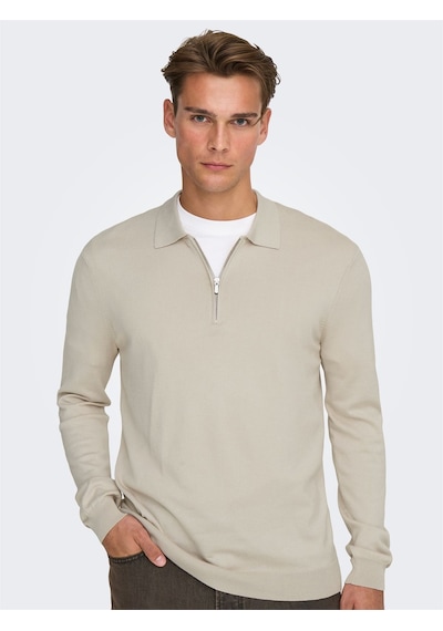 Only & Sons Onswyler Lıfe Reg 14 Half Zıp Polo Knıt Erkek Gray Kazak - 22034225 Gri
