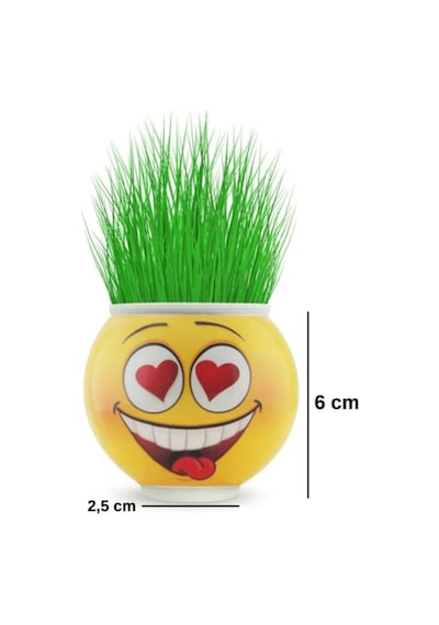 Emoji Figürlü Çim Adam Oyuncak Toprak Tohumlu Dekoratif Saksı Çocuk Eğitici Bitki 6 cm