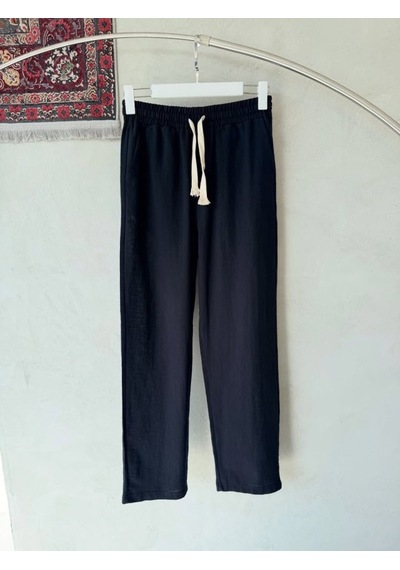 Efnaz Style Erkek İthal Yıkamalı Keten Pantolon siyah