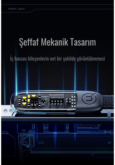 Usams Sj583 20w Lightning To Type-c Dirsek Hızlı Şarj Ve Veri Kablosu 1.2m Şeffaf Siyah