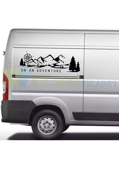 Macera Orman Pusula Dağ Kamp Karavan Çekme Oto Sticker Etiket 2Ad