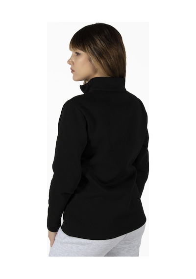 Kadın Siyah Yarım Fermuarlı Basic Düz Renk Trend Sweatshirt Siyah