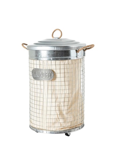 Rıver Kapaklı Metal Çamaşır Sepeti 37x57 Cm Sku: Smg8690010237606 Açık Ahşap