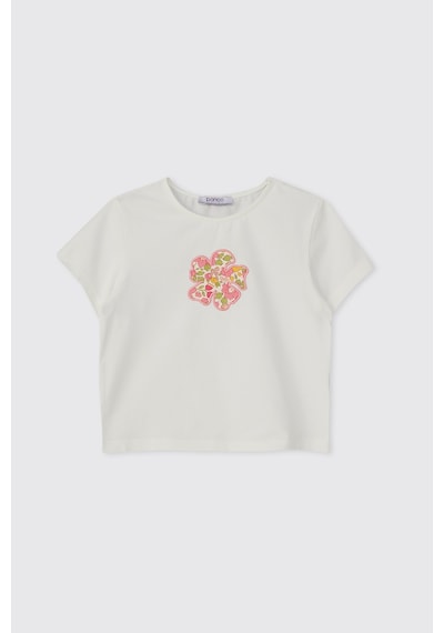 Panço Liberty Kumaş Kız Çocuk Tişört 5621gk05007 Krem