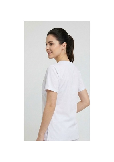 Tek Üst Beyaz Unisex Doktor Ve Hemşire Forması Scrubs Likralı Yarasa Kol