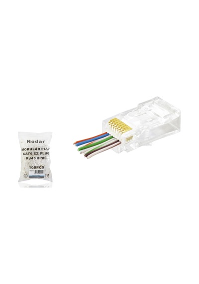 Cat6 Ez Rj45 Konnektör - 100 Adet Şeffaf / Ekonomik Poşet Paket Nd2415