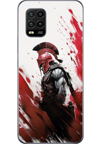 Xiaomi Mi 10 Lite Uyumlu Şeffaf Kılıf Spartan 1 Tasarımlı