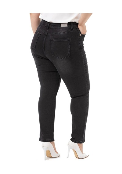 Disentis Büyük Beden Yüksek Bel Dar Paça Siyah Denim Pantolon-siyah Siyah