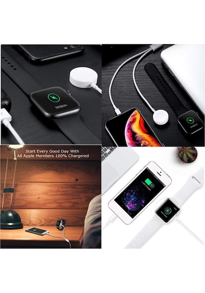 Ally 2In1 Iwatch 1-2-3-4 Wireless Şarj- Apple Uyumlu iPhone  Usb Şarj Kablosu (371596448)-Beyaz