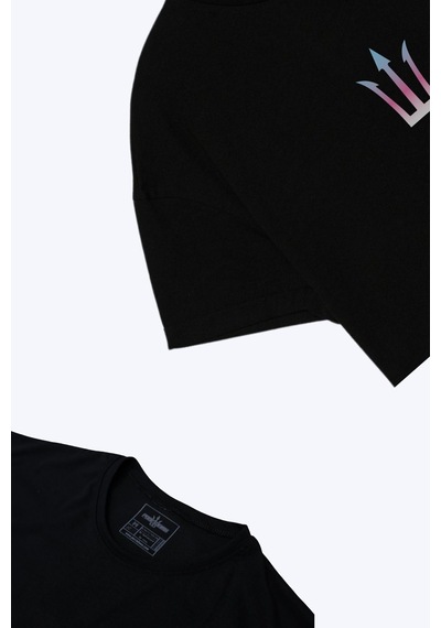 Pose I Down Active Oversize Crop Kadın T-shirt Siyah