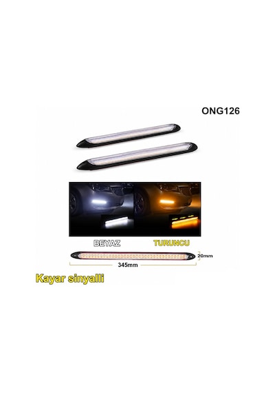 Universal Kayar Sinyalli Led Gündüz Farı 345 Mm Beyaz / Turuncu