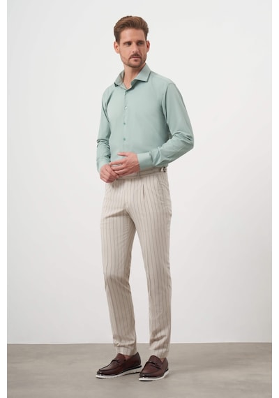 Morven Erkek Bej Poliviskon Trend Pileli Slim Fit Spor Pantolon Bej