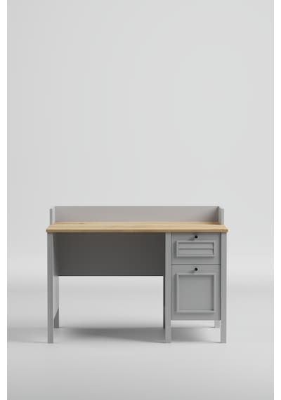Taiga Çekmeceli Çalışma Masası 120x87x65 Cm Buz Gri - Retro Tasarım Antrasit