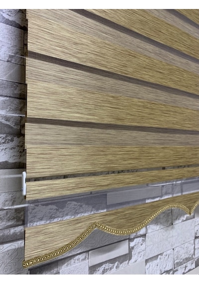 Bambu Kahve Renk Zebra Perde (Etekli)