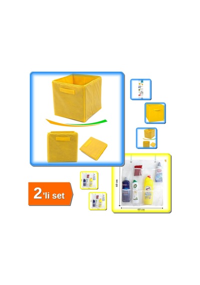Çok Amaçlı Dolap İçi Düzenleyici Kutu Sarı + 8 Cepli Askılı Mutfak Banyo Düzenleyici - 2li Set W9m5n Belirtilmemiş