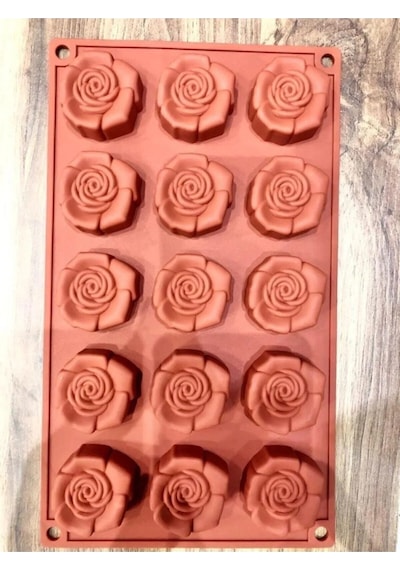 Silikon Mini Gül Desenli Kek Kurabiye Sabun Mum Kalıbı Goldcakes