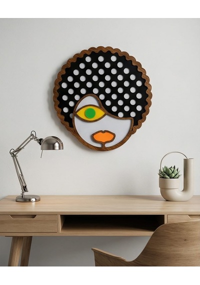 Afro Saçlı Modern Mdf Ahşap Duvar Maskı - Dekoratif Picasso Tarzı Duvar Sanatı 0